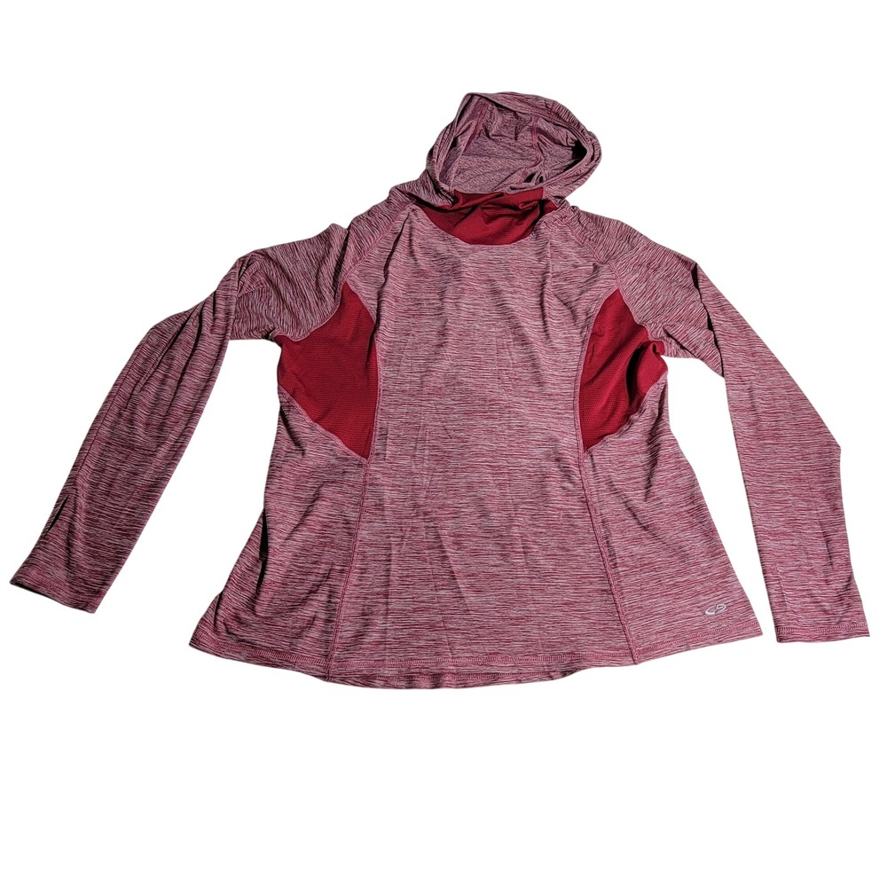 Champion Duo Dry Womens XL Red Space Dye Hoodie Thumbhole Back Pocket V9531-YDS‎